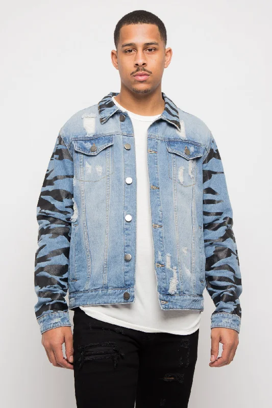 Tiger Striped Sleeve Denim Jacket Lace Jacket Ribbed Jacket Sequined Jacket