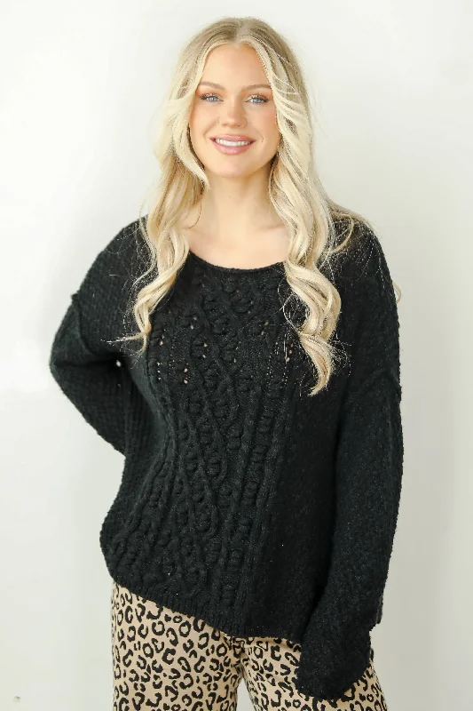 FINAL SALE - Cherished Crush Black Sweater Silk Blend Satin Velvet
