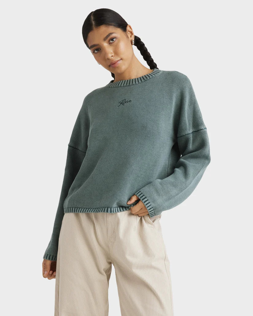 RVCA Ivy Womens Knit Sweater-Win25 Neon Metallic Matte